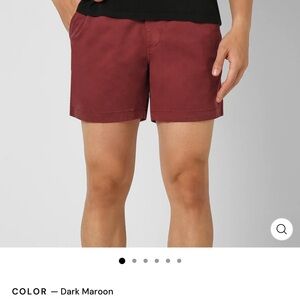 Men's Dark Maroon Flat-Front Shorts